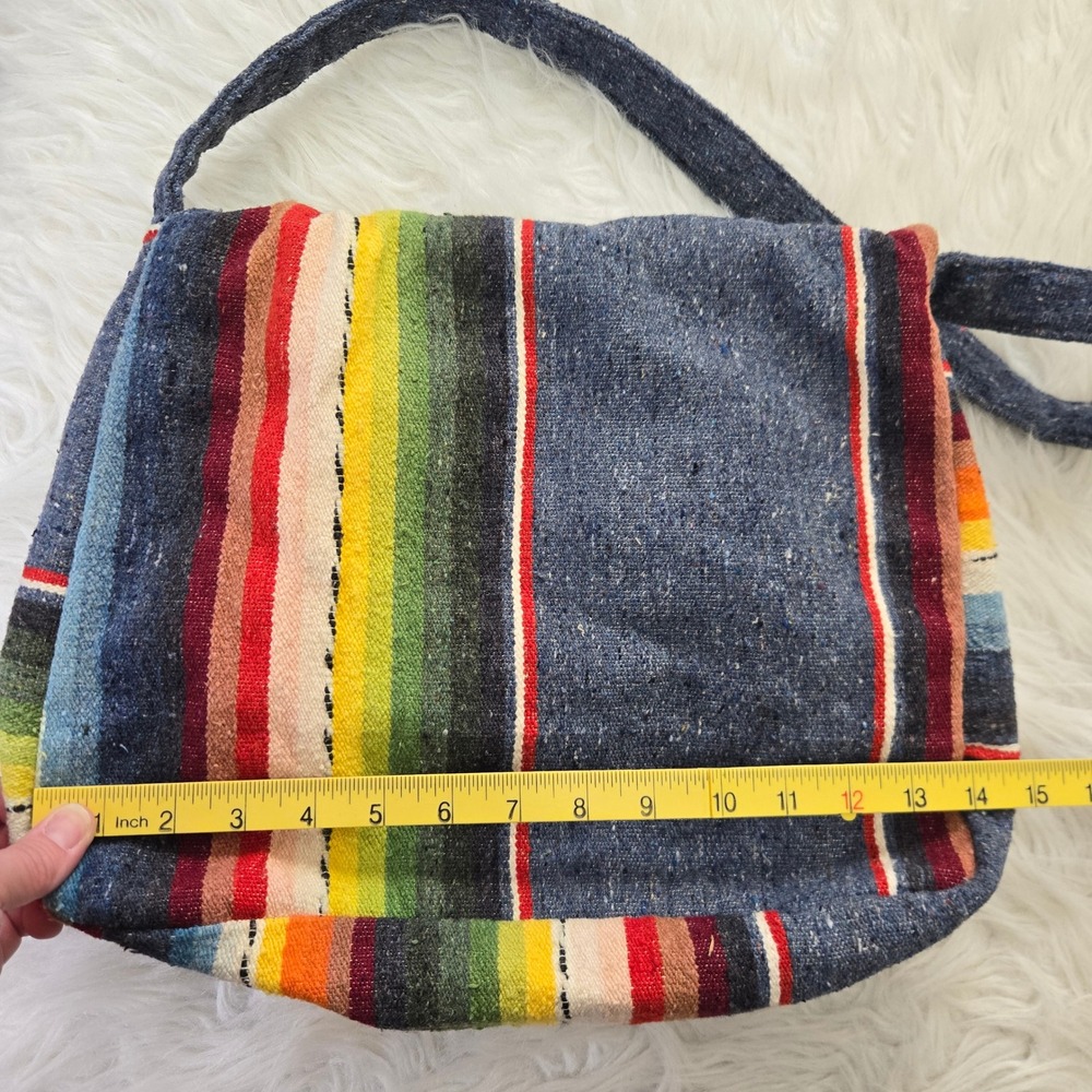 Knapp Sacs California Handwoven Serape Messenger Bag Multi-Color Boho Crossbody - Picture 7 of 9